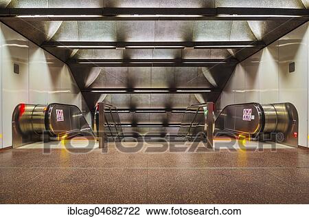 Access with escalators to the platform, underground station Sachsenhausen, Frankfurt am Main, Hesse, Germany, Europe View Large Photo Image Stock Image - Access with escalators to the platform, underground station Sachsenhausen, Frankfurt am Main, Hesse, Germany, Europe. Fotosearch