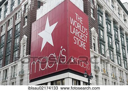 Advertising hoarding at a street corner, Macy's, traditional department store, Herald Square, intersection of Broadway and 6th Avenue, New York City, USA, North America, America, North America View Large Photo Image Stock Image - Advertising hoarding at a street corner, Macy's, traditional department store, Herald Square, intersection of Broadway and 6th Avenue, New York City, USA, North America, America, North America. Fotosearch