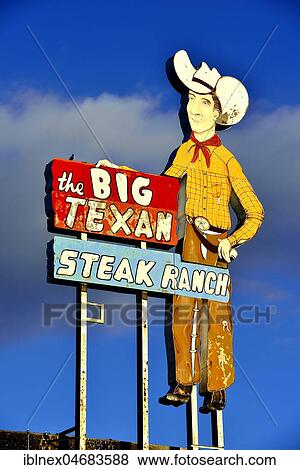 Advertising sign for Restaurant, Big Texan Steakhouse, Route 66, Amarillo, Texas, USA, North America View Large Photo Image Stock Photo - Advertising sign for Restaurant, Big Texan Steakhouse, Route 66, Amarillo, Texas, USA, North America. Fotosearch