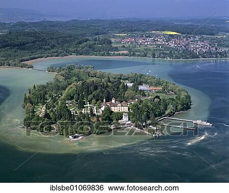 Aerial picture, Mainau Island, garden island on Lake Constance, Litzelstetten, Mainau Castle, Baden-Wuerttemberg, Germany, Europe View Large Photo Image Stock Photograph - Aerial picture, Mainau Island, garden island on Lake Constance, Litzelstetten, Mainau Castle, Baden-Wuerttemberg, Germany, Europe. Fotosearch