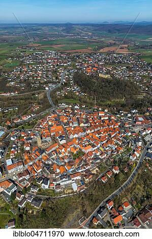 Stock Image - Aerial view, City view with old town, Bad Wildungen, North Hesse, Hesse, Germany, Europe. Fotosearch