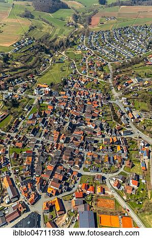Aerial view, District Mengerinhausen, Bad Arolsen, Hesse, Germany, Europe View Large Photo Image Stock Photo - Aerial view, District Mengerinhausen, Bad Arolsen, Hesse, Germany, Europe. Fotosearch