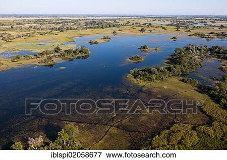 Aerial view of Okavango Delta, Botswana, Africa View Large Photo Image Stock Photo - Aerial view of Okavango Delta, Botswana, Africa. Fotosearch