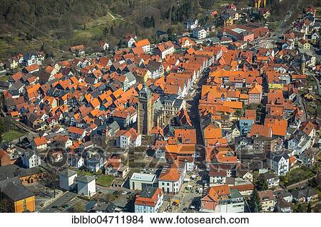 Aerial view, Old Town with Protestant Church, Bad Wildungen, North Hesse, Hesse, Germany, Europe View Large Photo Image Picture - Aerial view, Old Town with Protestant Church, Bad Wildungen, North Hesse, Hesse, Germany, Europe. Fotosearch