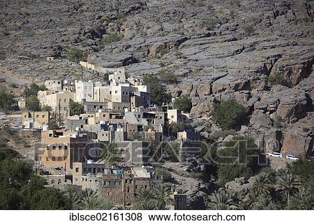 Al-Hamra, one of the oases in the Jebel Shams area, here the district of Misfah, Oman, Arabian Peninsula, Middle East, Asia View Large Photo Image Stock Photo - Al-Hamra, one of the oases in the Jebel Shams area, here the district of Misfah, Oman, Arabian Peninsula, Middle East, Asia. Fotosearch