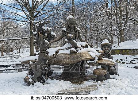 Alice in Wonderland Margaret Delacorte Memorial sculpture in Central Park in winter, New York City, USA, North America View Large Photo Image Stock Image - Alice in Wonderland Margaret Delacorte Memorial sculpture in Central Park in winter, New York City, USA, North America. Fotosearch
