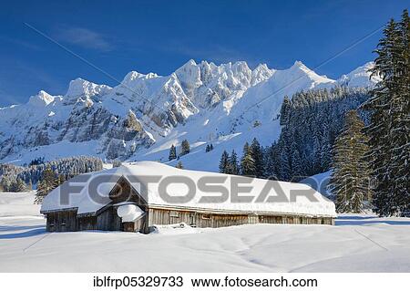 Stock Image - Alpstein massif with Saentis, Schwaegalp, Appenzell, Switzerland, Schwägalp, Europe. Fotosearch