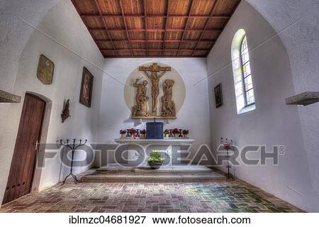 Altar of the devotional chapel at the Flossenbürg concentration camp memorial site, Flossenbürg, Upper Palatinate, Bavaria, Germany, Europe View Large Photo Image Stock Photo - Altar of the devotional chapel at the Flossenbürg concentration camp memorial site, Flossenbürg, Upper Palatinate, Bavaria, Germany, Europe. Fotosearch