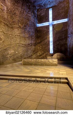 Stock Image - Altar of the underground Salt Cathedral of Zipaquirá, Cundinamarca, Colombia, South America. Fotosearch