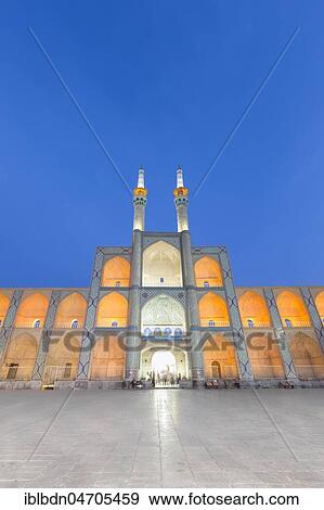 Stock Photo - Amir Chakhmaq complex at dusk, Yazd, Iran, Asia. Fotosearch