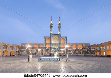 Stock Photograph - Amir Chakhmaq complex at dusk, Yazd, Iran, Asia. Fotosearch