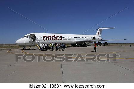 Andes Airlines MD-80 aircraft, Puerto Madryn Airport, Chubut Province, Argentina, South America View Large Photo Image Stock Photo - Andes Airlines MD-80 aircraft, Puerto Madryn Airport, Chubut Province, Argentina, South America. Fotosearch