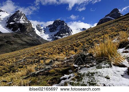 Stock Photo - Andes Mountains with a high plateau, Tuni, La Paz, Bolivia, South America. Fotosearch