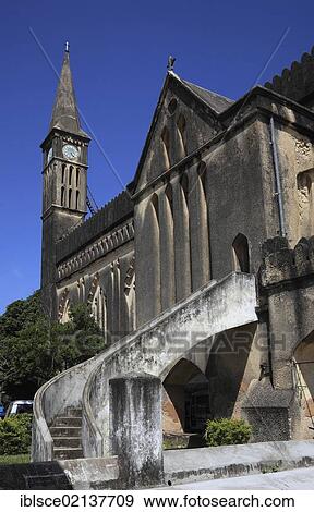 Stock Photo - Anglican Church of Christ, Mkunazini Road, at the Old Slave Market, Stone Town, Zanzibar, Tanzania, Africa. Fotosearch