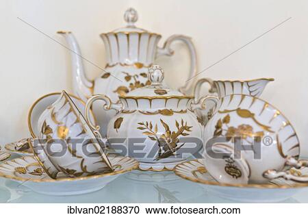 Antique tea set by Richard Ginori, Bavaria, 1920-30, gold and porcelain View Large Photo Image Stock Image - Antique tea set by Richard Ginori, Bavaria, 1920-30, gold and porcelain. Fotosearch