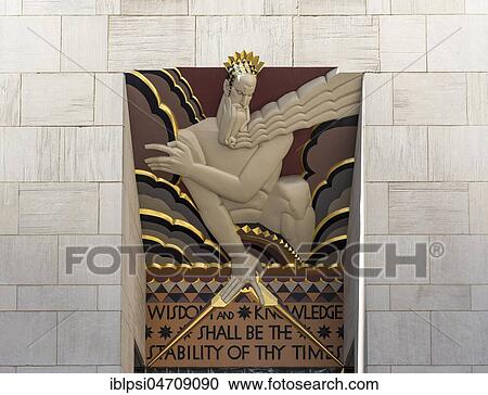 Art Deco sculpture Wisdom and Knowledge at entrance to 30 Rockefeller Plaza, Comcast Building, Rockefeller Center, New York, USA, North America View Large Photo Image Stock Image - Art Deco sculpture Wisdom and Knowledge at entrance to 30 Rockefeller Plaza, Comcast Building, Rockefeller Center, New York, USA, North America. Fotosearch