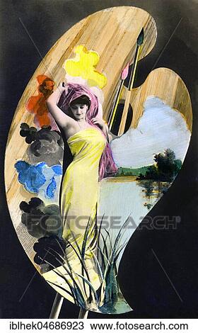 Art, female figure on a painter's palette, 1910s, Germany, Europe View Large Photo Image Stock Image - Art, female figure on a painter's palette, 1910s, Germany, Europe. Fotosearch