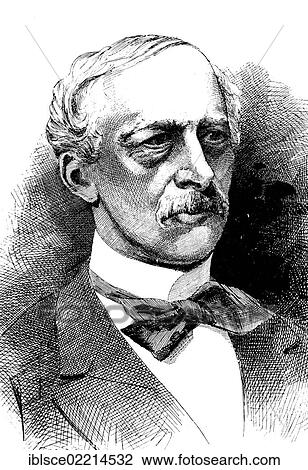 Stock Image - Auguste Lambermont, 1819 - 1905, Belgian minister of state, historic wood engraving, about 1888. Fotosearch