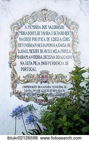 Azulejos, tile inscription, in the town of Tavira, eastern Algarve, Portugal, Europe View Large Photo Image Stock Photo - Azulejos, tile inscription, in the town of Tavira, eastern Algarve, Portugal, Europe. Fotosearch