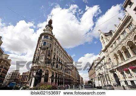 Bank building of Banco Espanol de Credito, in the Palacio de la Equitativa Palace, Madrid, Spain, Europe View Large Photo Image Stock Photo - Bank building of Banco Espanol de Credito, in the Palacio de la Equitativa Palace, Madrid, Spain, Europe. Fotosearch