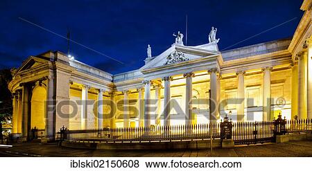 Bank of Ireland, at night, Dublin, Ireland, Europe View Large Photo Image Stock Photo - Bank of Ireland, at night, Dublin, Ireland, Europe. Fotosearch