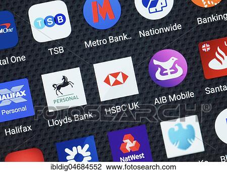 Banking Apps on a smartphone, close up View Large Photo Image Stock Image - Banking Apps on a smartphone, close up. Fotosearch