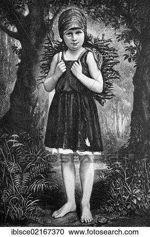 Barefoot girl gathering wood, historical engraving, 1880 View Large Photo Image Stock Image - Barefoot girl gathering wood, historical engraving, 1880. Fotosearch