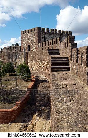Battlement walk and defence tower, Moorish fort, Silves, Algarve, Portugal, Europe View Large Photo Image Stock Image - Battlement walk and defence tower, Moorish fort, Silves, Algarve, Portugal, Europe. Fotosearch