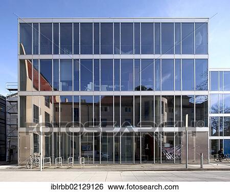 Stock Photograph - Bauhaus University Weimar, glass cubes, Weimar, Thuringia, Germany, Europe, PublicGround, Europe. Fotosearch