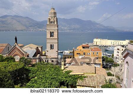 Bell tower, campanile, of the Romanesque cathedral Duomo dei Santi Erasmo e Marciano, Gaeta, Lazio, Italy, Europe View Large Photo Image Stock Image - Bell tower, campanile, of the Romanesque cathedral Duomo dei Santi Erasmo e Marciano, Gaeta, Lazio, Italy, Europe. Fotosearch