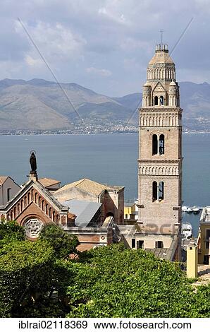 Bell tower, campanile, of the Romanesque cathedral Duomo dei Santi Erasmo e Marciano, Gaeta, Lazio, Italy, Europe View Large Photo Image Stock Photo - Bell tower, campanile, of the Romanesque cathedral Duomo dei Santi Erasmo e Marciano, Gaeta, Lazio, Italy, Europe. Fotosearch