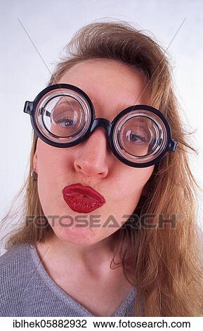 Blonde woman with glasses, Kussmund, Berlin, Germany, Europe View Large Photo Image Stock Image - Blonde woman with glasses, Kussmund, Berlin, Germany, Europe. Fotosearch