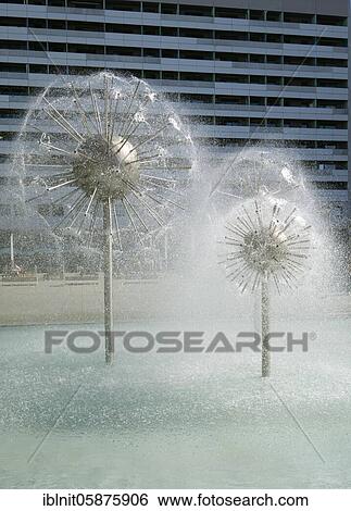 Stock Photograph - Blowball fountain in the Prager Straße, Dresden, Saxony, Germany, Europe. Fotosearch