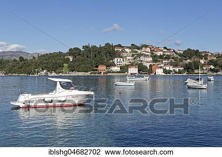 Boats, coastal town Donje Celo, Kolocep Island, Elaphite Islands, Dalmatia, Croatia, Europe View Large Photo Image Stock Image - Boats, coastal town Donje Celo, Kolocep Island, Elaphite Islands, Dalmatia, Croatia, Europe. Fotosearch