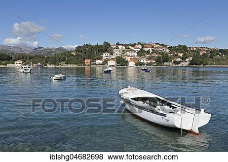 Boats, coastal town Donje Celo, Kolocep Island, Elaphite Islands, Dalmatia, Croatia, Europe View Large Photo Image Stock Photo - Boats, coastal town Donje Celo, Kolocep Island, Elaphite Islands, Dalmatia, Croatia, Europe. Fotosearch