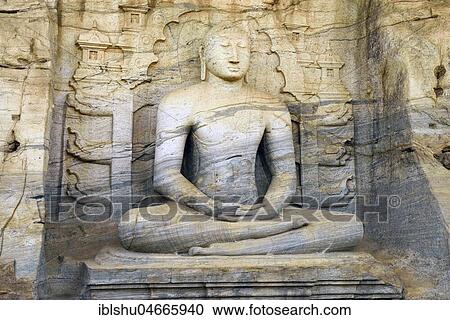 Buddha in Lotus Seat, Gal Vihara Temple, Polonnaruwa, North Central Province, Sri Lanka, Asia View Large Photo Image Stock Image - Buddha in Lotus Seat, Gal Vihara Temple, Polonnaruwa, North Central Province, Sri Lanka, Asia. Fotosearch
