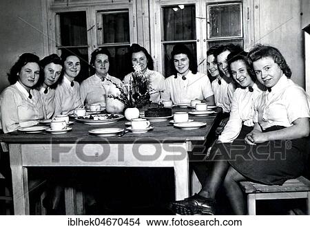 Bund deutscher Mädel (BDM), part of the Hitler Youth for Girls, coffee party, 1940s, Germany, Europe View Large Photo Image Picture - Bund deutscher Mädel (BDM), part of the Hitler Youth for Girls, coffee party, 1940s, Germany, Europe. Fotosearch