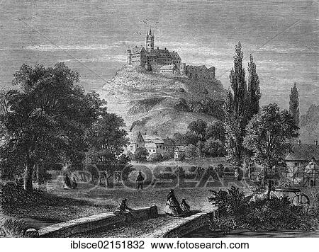 Burg Ronneburg Castle, Hesse, Germany, historical engraving, 1869, Europe View Large Photo Image Stock Image - Burg Ronneburg Castle, Hesse, Germany, historical engraving, 1869, Europe. Fotosearch