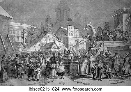 Butter week in St. Petersburg, Russia, historical engraving, circa 1870, Europe View Large Photo Image Picture - Butter week in St. Petersburg, Russia, historical engraving, circa 1870, Europe. Fotosearch