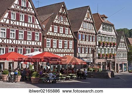 Cafe, restaurant at the market square, market well, half-timbered houses, Calw, Black Forest, Baden-Wuerttemberg, Germany, Europe View Large Photo Image Stock Photograph - Cafe, restaurant at the market square, market well, half-timbered houses, Calw, Black Forest, Baden-Wuerttemberg, Germany, Europe. Fotosearch