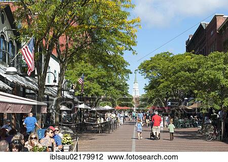 Cafes in the pedestrian zone, Church Street, in the summer, central, Burlington, Vermont, New England, USA, North America View Large Photo Image Stock Image - Cafes in the pedestrian zone, Church Street, in the summer, central, Burlington, Vermont, New England, USA, North America. Fotosearch
