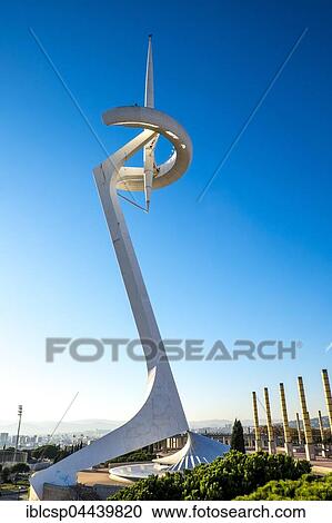 Calatrava Tower in Olympic Park, Montjuic, Barcelona, Catalonia, Spain, Europe View Large Photo Image Stock Image - Calatrava Tower in Olympic Park, Montjuic, Barcelona, Catalonia, Spain, Europe. Fotosearch