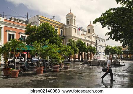 Stock Photo - Calle de San Francisco in the historic town centre of San Juan, San Juan, Puerto Rico, an unincorporated territory of the United States, North America. Fotosearch