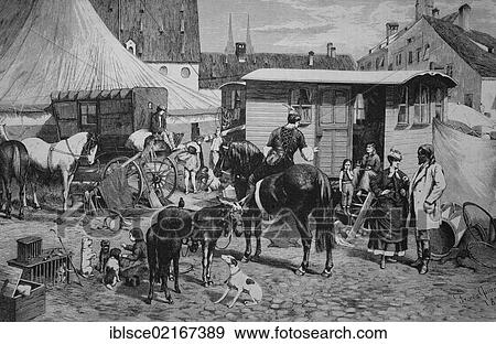 Caravan park from a circus, historical engraving, 1880 View Large Photo Image Stock Photo - Caravan park from a circus, historical engraving, 1880. Fotosearch