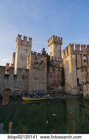 Castello Scaligero castle, Sirmione, Lago di Garda, Lombardy, Italy, Europe View Large Photo Image Stock Image - Castello Scaligero castle, Sirmione, Lago di Garda, Lombardy, Italy, Europe. Fotosearch