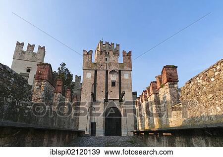 Castello Scaligero castle, Sirmione, Lago di Garda, Lombardy, Italy, Europe View Large Photo Image Stock Photo - Castello Scaligero castle, Sirmione, Lago di Garda, Lombardy, Italy, Europe. Fotosearch