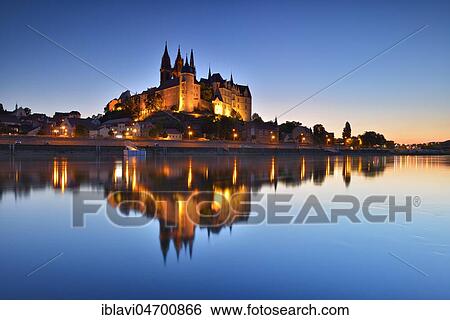 Castle hill with cathedral and castle Albrechtsburg reflected in the river Elbe, dusk, Meißen, Saxony, Germany, Europe View Large Photo Image Stock Photograph - Castle hill with cathedral and castle Albrechtsburg reflected in the river Elbe, dusk, Meißen, Saxony, Germany, Europe. Fotosearch