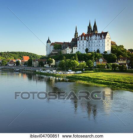 Stock Image - Castle hill with Cathedral and Albrechtsburg Castle by the Elbe River, Meissen, Saxony, Germany, Europe. Fotosearch