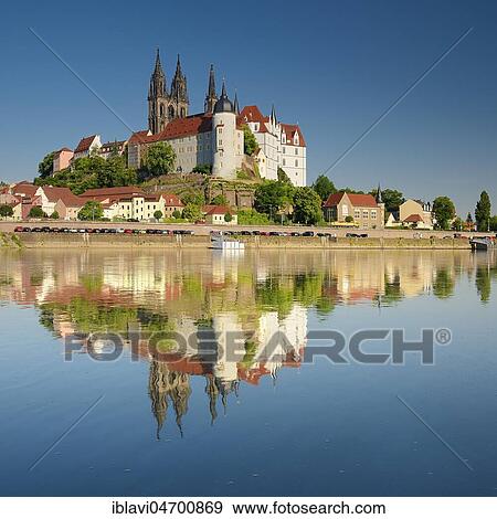 Castle hill with Cathedral and Albrechtsburg Castle is reflected in the river Elbe, Meissen, Saxony, Germany, Europe View Large Photo Image Stock Photo - Castle hill with Cathedral and Albrechtsburg Castle is reflected in the river Elbe, Meissen, Saxony, Germany, Europe. Fotosearch