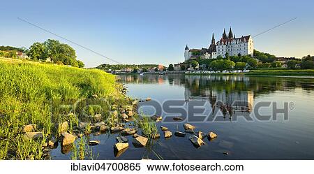 Castle hill with Cathedral and Albrechtsburg Castle is reflected in the river Elbe, Meissen, Saxony, Germany, Europe View Large Photo Image Stock Photography - Castle hill with Cathedral and Albrechtsburg Castle is reflected in the river Elbe, Meissen, Saxony, Germany, Europe. Fotosearch